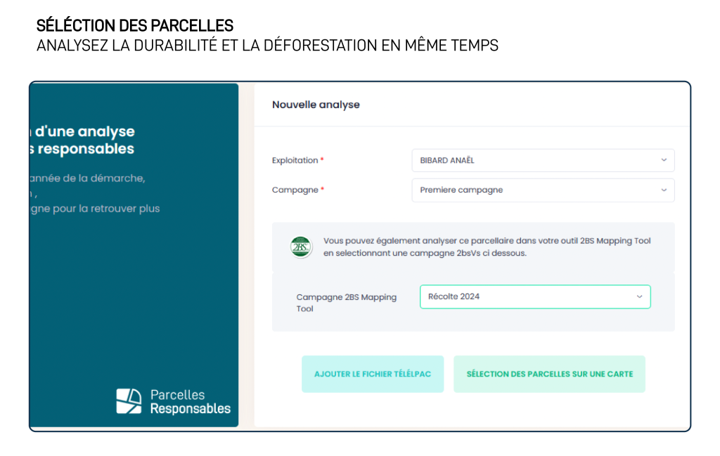 séléction des parcelles analysez la durabilité et la déforestation en même temps