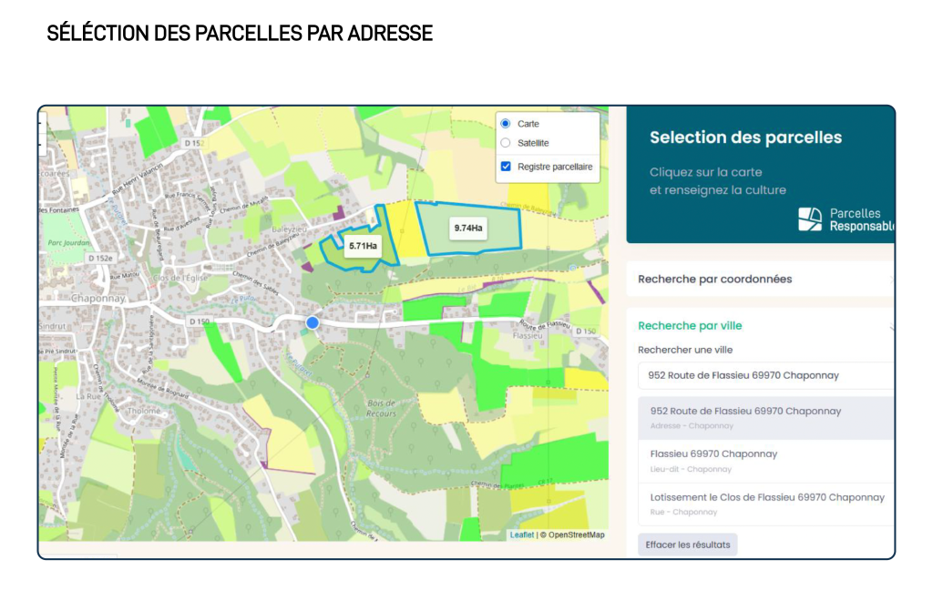séléction des parcelles par adresse